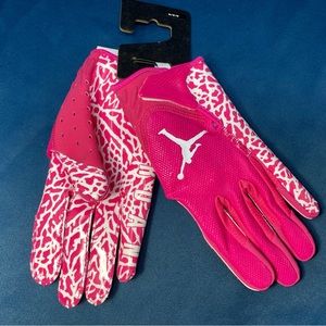 Nike Jordan Jet 7.0 Breast Cancer Football Gloves Pink White Men's Size MEDIUM